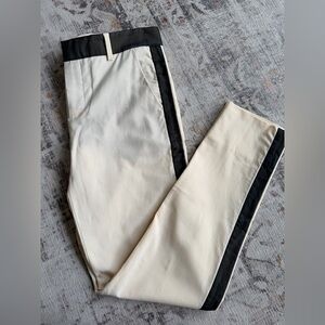 VINCE Cream and Black Colorblock Stripe Pants